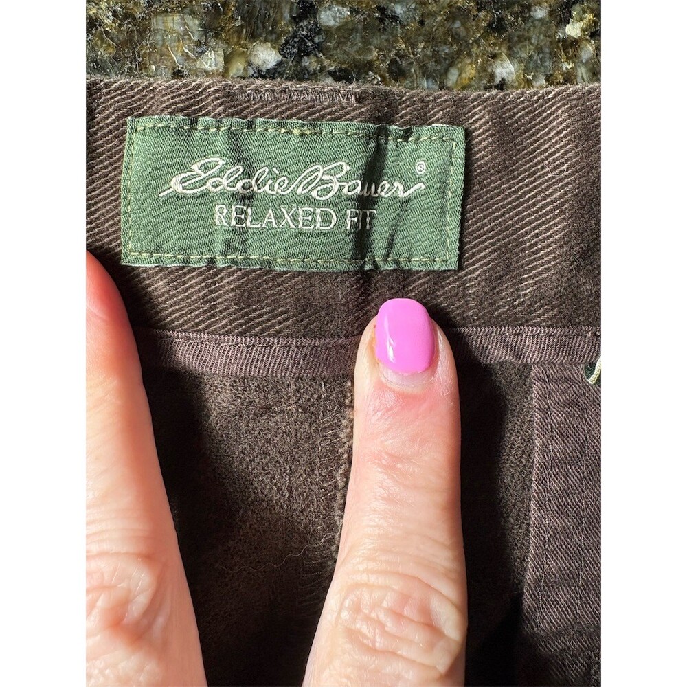 Eddie Bauer Chino Pants Mens 36x34 Dark Brown Relaxed Fit Straight Leg - Picture 7 of 10